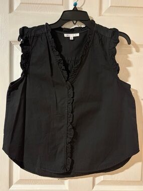 DR2 Daniel Rainn Black Ruffle Sleeveless Cotton Top XS